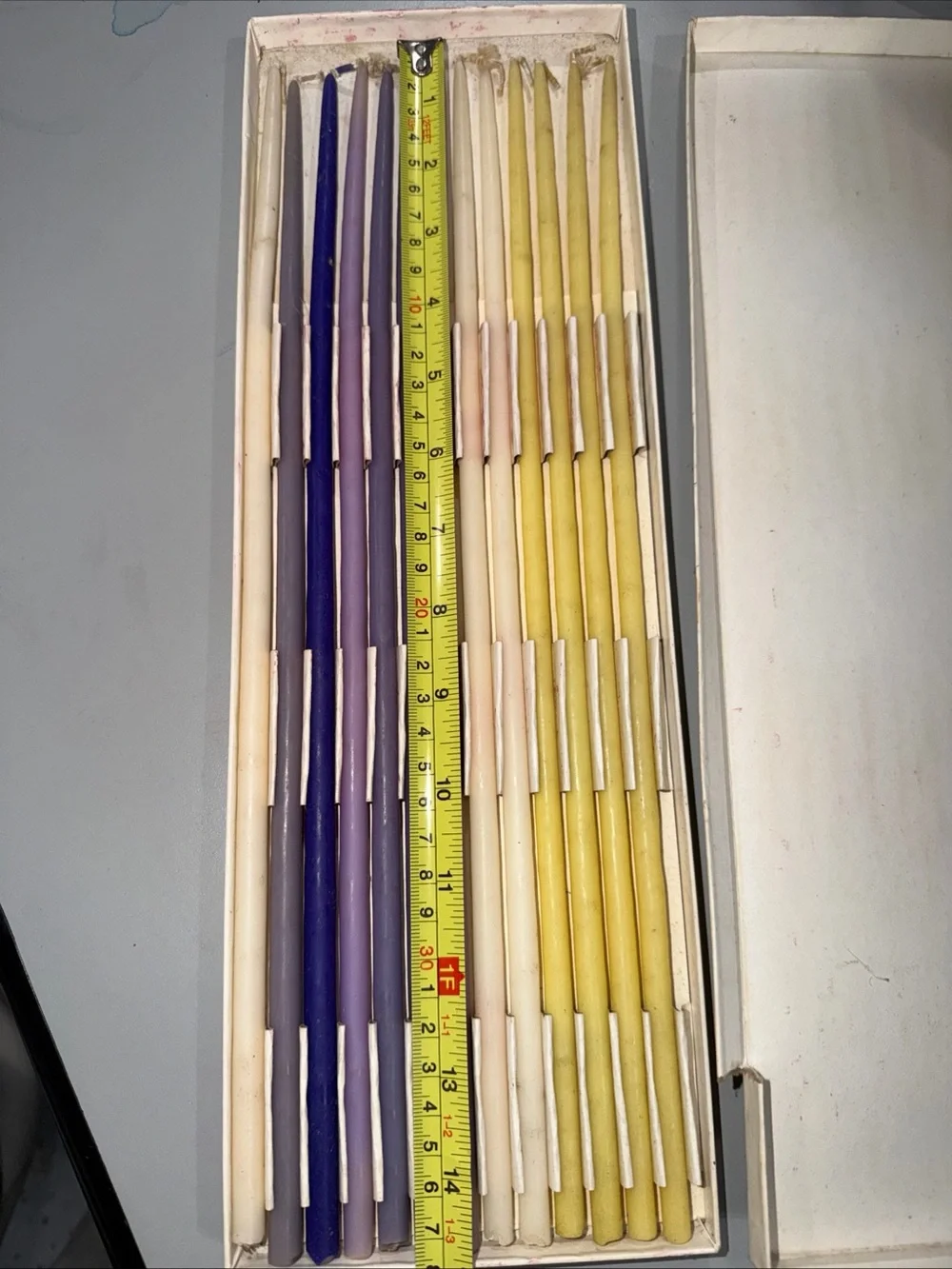 Set of Antique Purple, Lavender, Cream, and Yellow Taper Candles - Home Accents